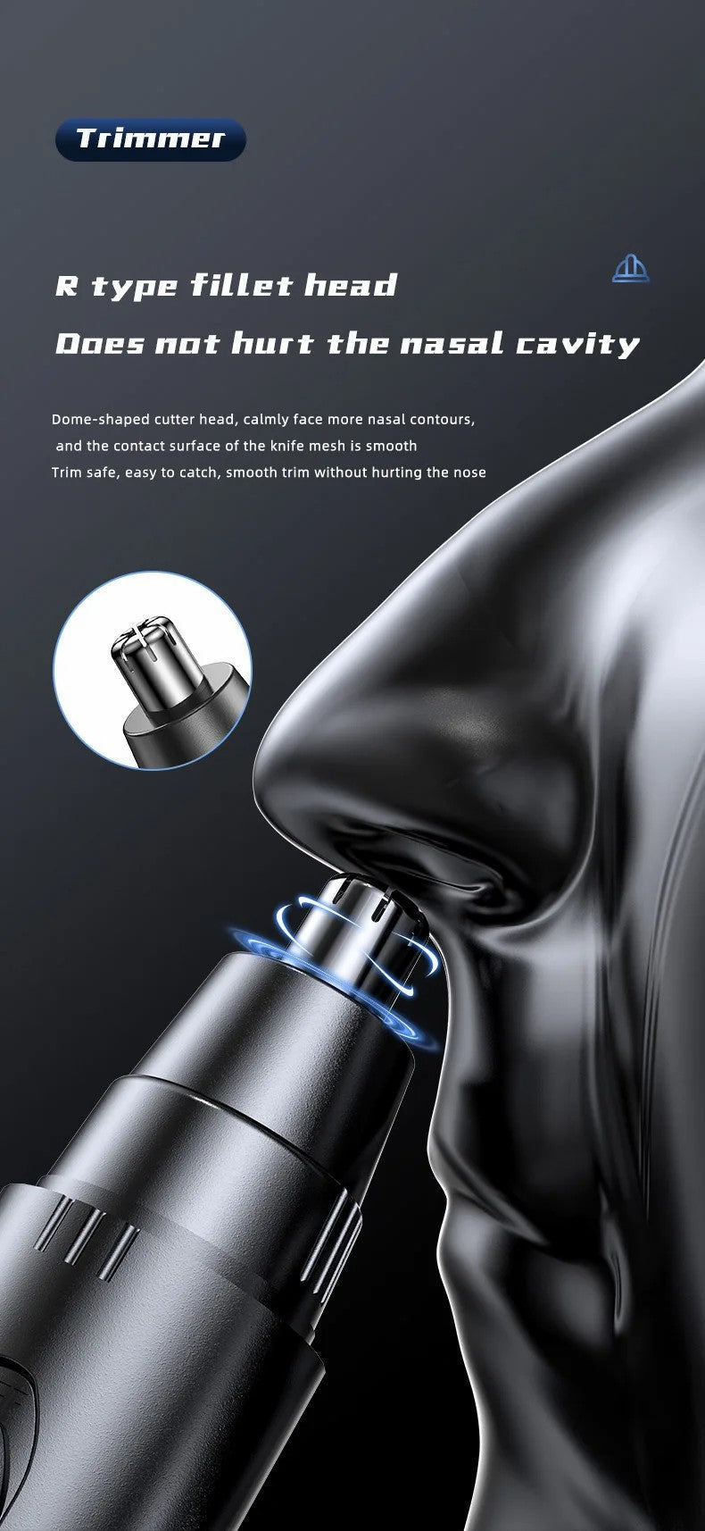 Nora Luxe Cordless Nose And Ear Hair Groomer With Sharp Stainless Blades