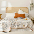 Nordic Boho Lightweight Soft Cotton Gauze Blanket With Fringe, Breathable Summer Comfort