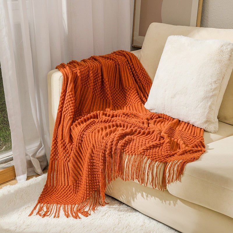Nordic Elegance Knit Sofa Blanket For Cozy Warmth And Minimalist Style