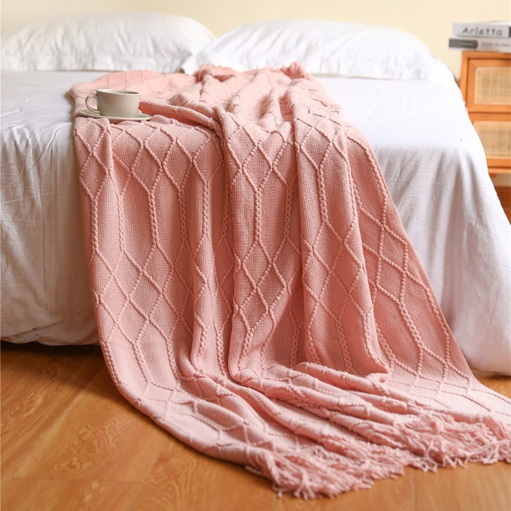 Nordic Elegance Knit Sofa Blanket For Cozy Warmth And Minimalist Style