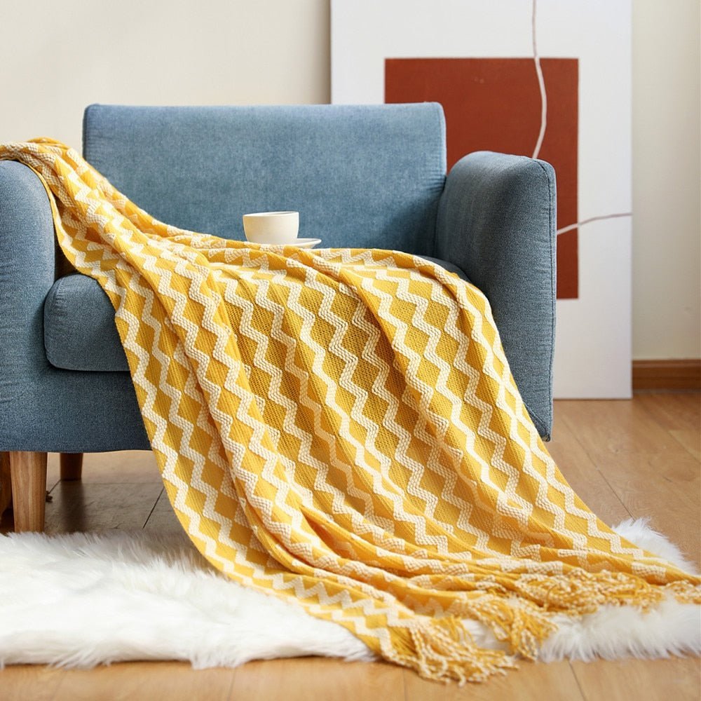 Nordic Elegance Knit Sofa Blanket For Cozy Warmth And Minimalist Style