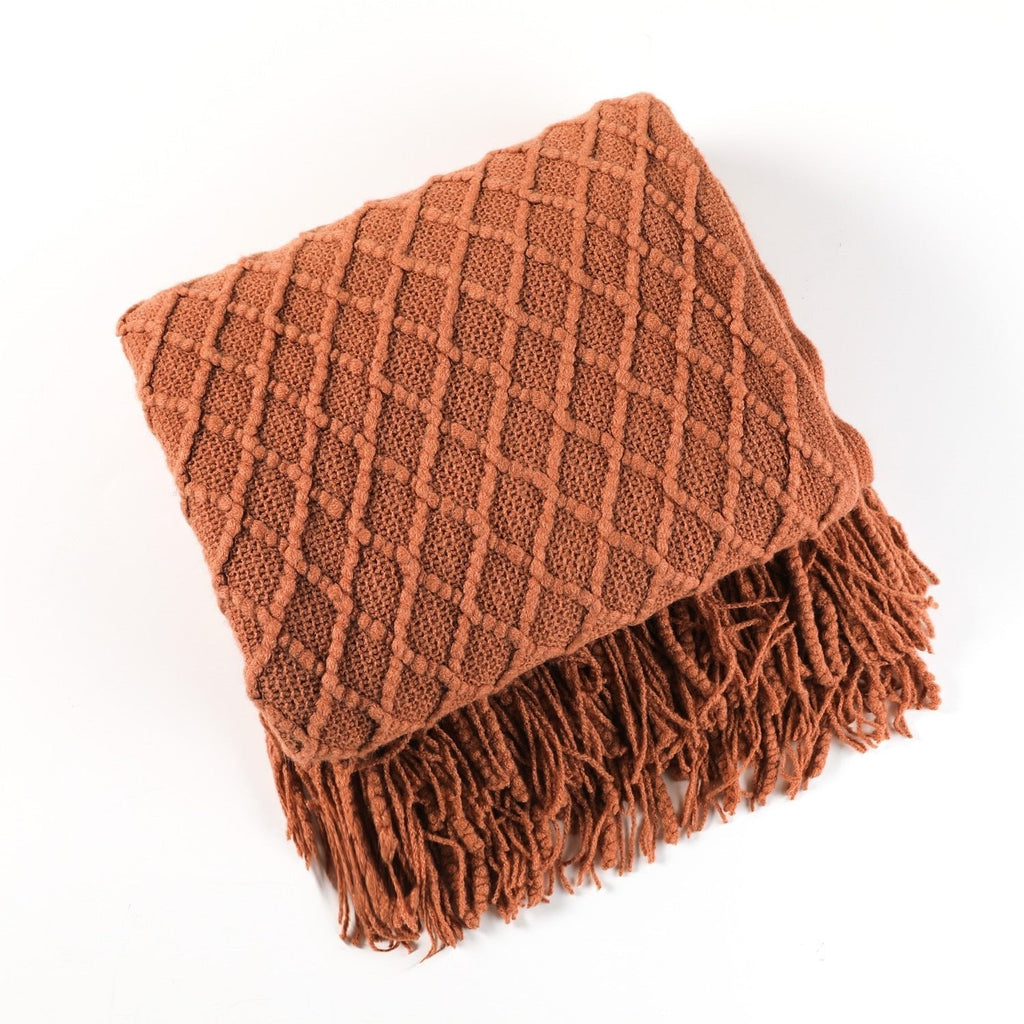 Nordic Elegance Knit Sofa Blanket For Cozy Warmth And Minimalist Style