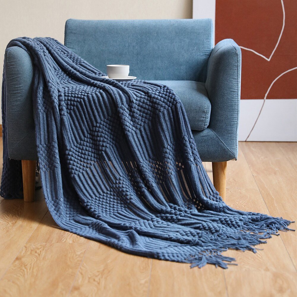 Nordic Elegance Knit Sofa Blanket For Cozy Warmth And Minimalist Style