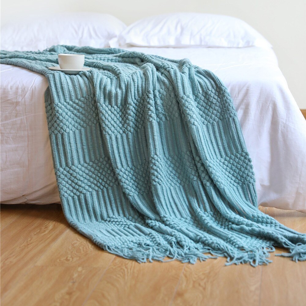 Nordic Elegance Knit Sofa Blanket For Cozy Warmth And Minimalist Style
