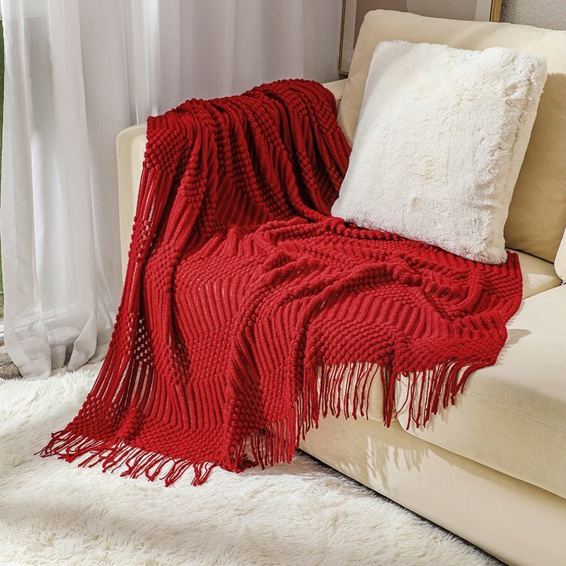 Nordic Elegance Knit Sofa Blanket For Cozy Warmth And Minimalist Style
