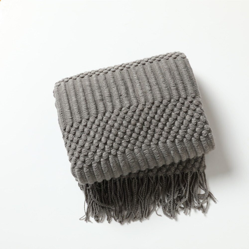 Nordic Elegance Knit Sofa Blanket For Cozy Warmth And Minimalist Style