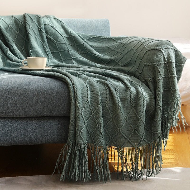 Nordic Elegance Knit Sofa Blanket For Cozy Warmth And Minimalist Style