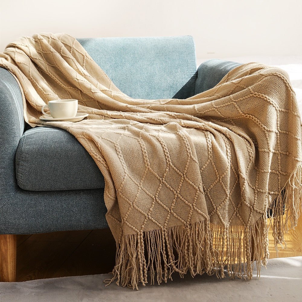 Nordic Elegance Knit Sofa Blanket For Cozy Warmth And Minimalist Style