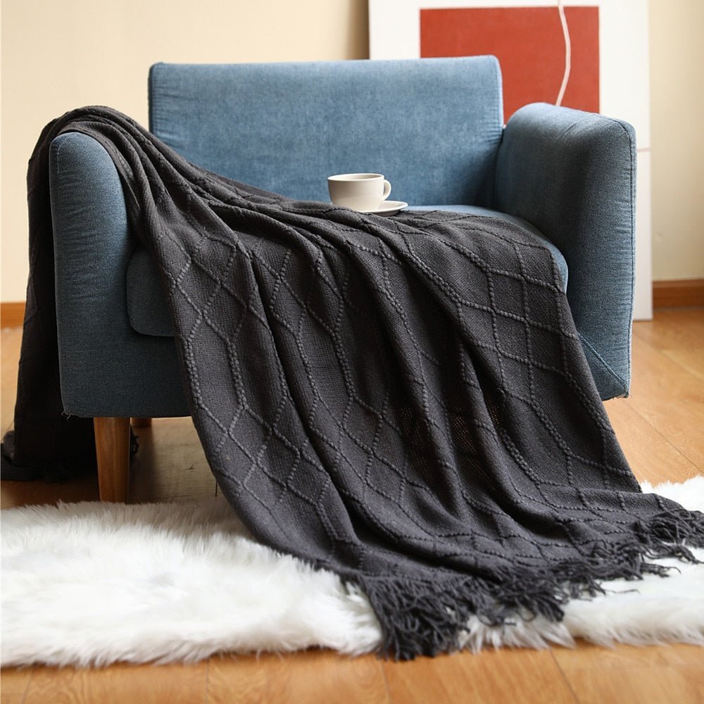 Nordic Elegance Knit Sofa Blanket For Cozy Warmth And Minimalist Style
