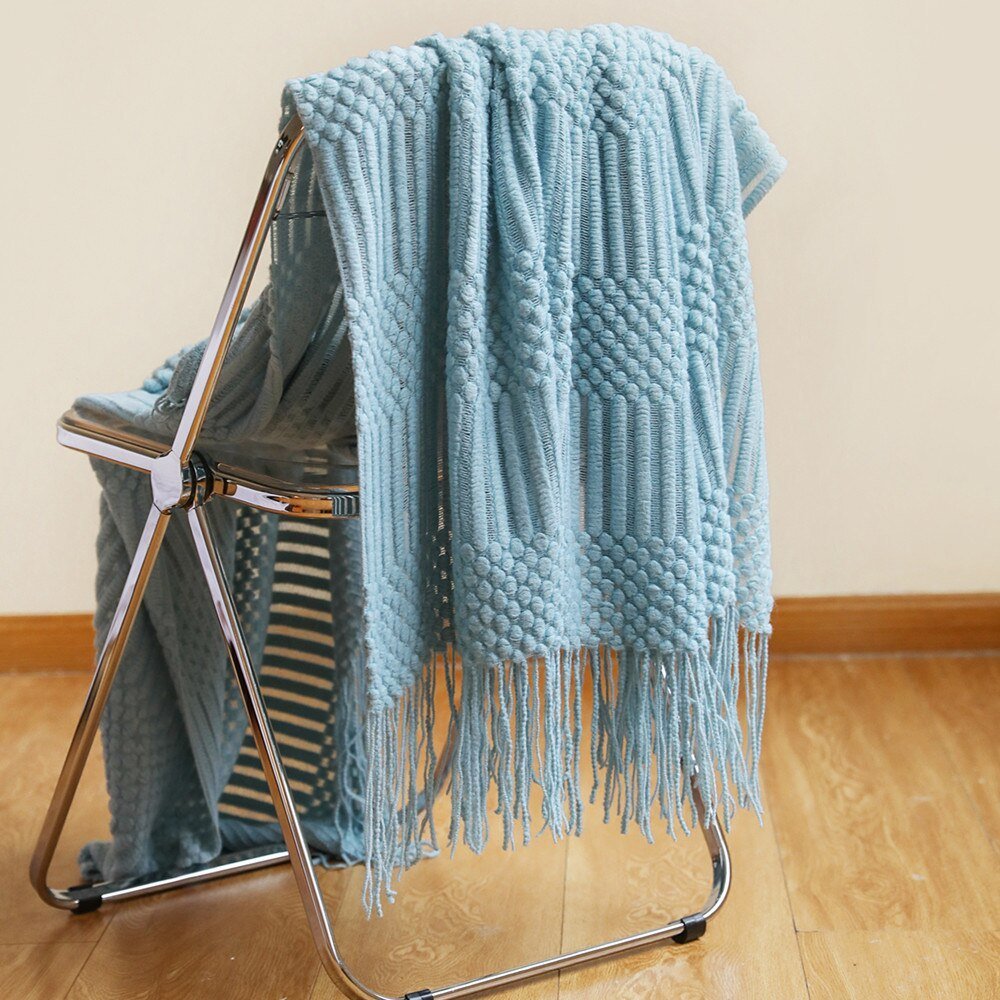 Nordic Elegance Knit Sofa Blanket For Cozy Warmth And Minimalist Style