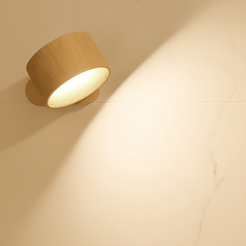 Nordic Glow Round LED Wall Light With Natural Wood Finish For Modern Spaces