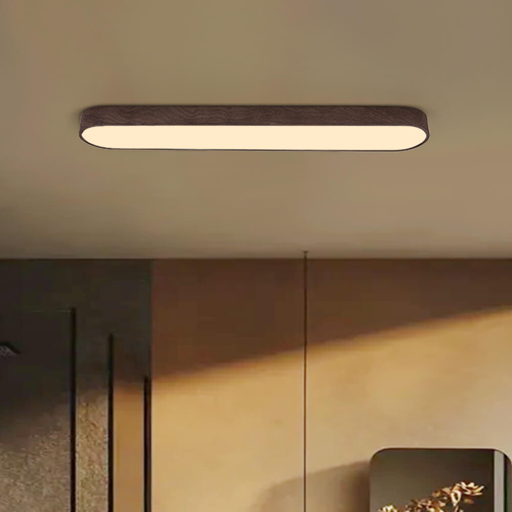 Nordic Glow Oval Flush Mount Light With Wood Accent For Cozy Ambience