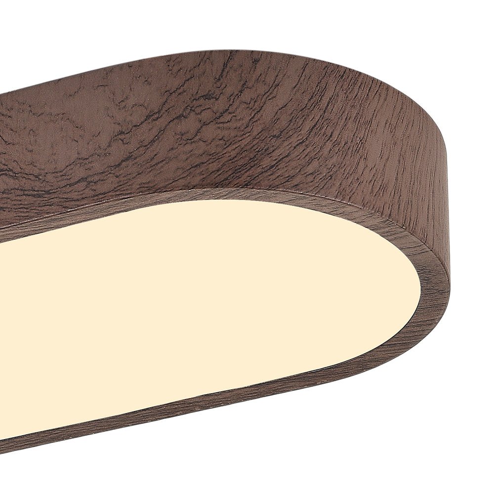 Nordic Glow Oval Flush Mount Light With Wood Accent For Cozy Ambience