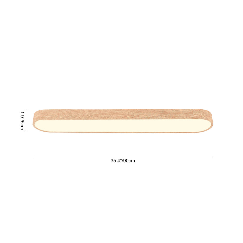 Nordic Glow Oval Flush Mount Light With Wood Accent For Cozy Ambience