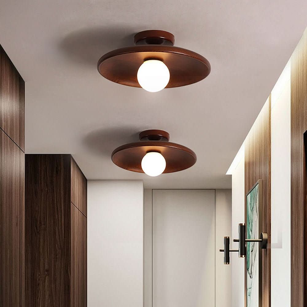 LumaNest Modern Ceiling Lamp With Warm Wood Glow For Modern Interiors