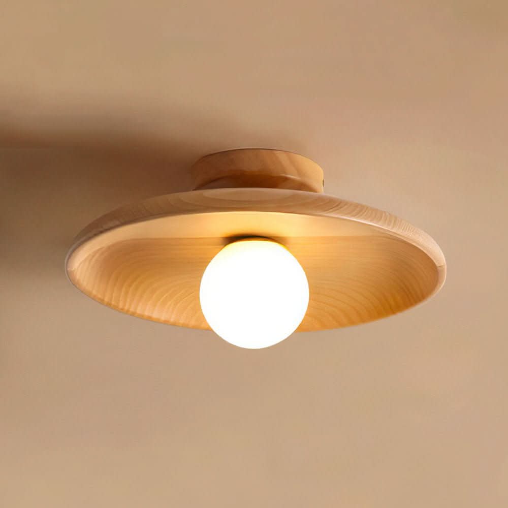 LumaNest Modern Ceiling Lamp With Warm Wood Glow For Modern Interiors