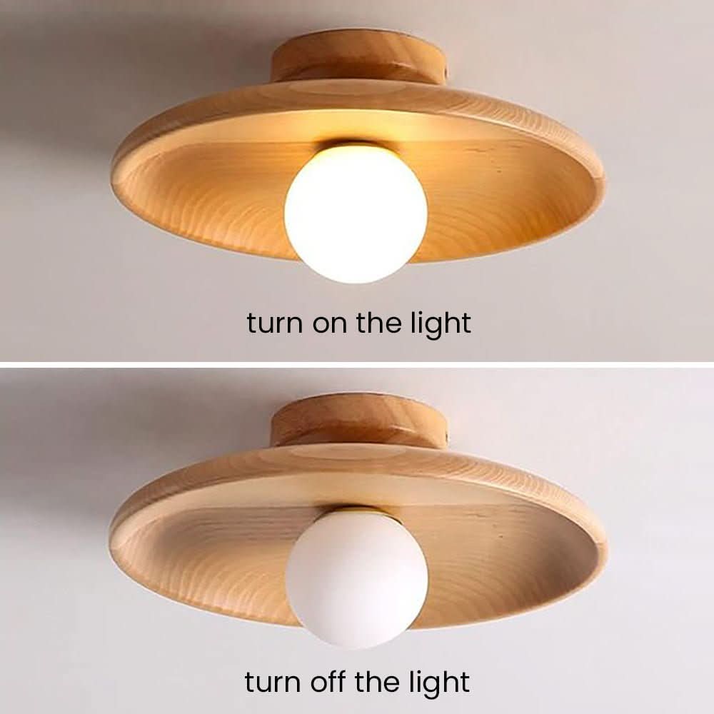 LumaNest Modern Ceiling Lamp With Warm Wood Glow For Modern Interiors