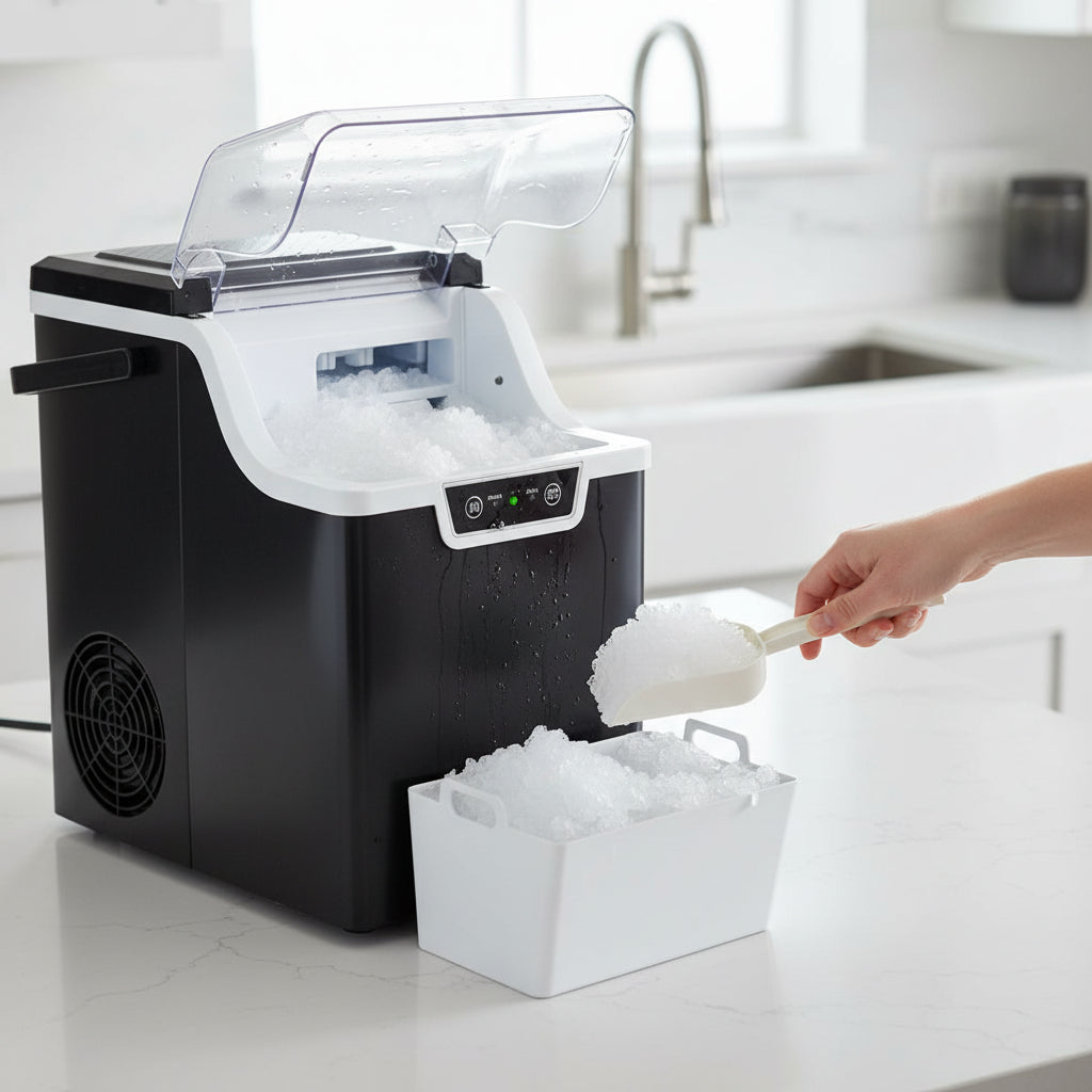Nugget Ice Maker Portable Countertop With Self-Cleaning Function For Home Or Office