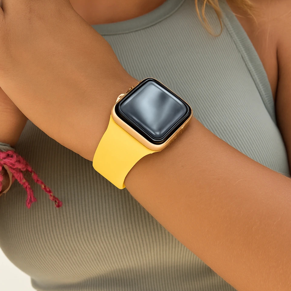 Bright Yellow Silicone Strap For Apple Watch Accessory