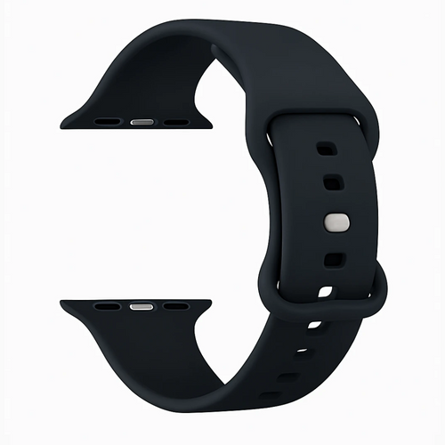 Apple Watch Black Silicone Band With Push Button Double Loop Closure