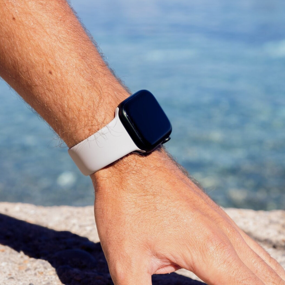 Grey Silicone Strap Compatible With Apple Watch Durable Lightweight Band