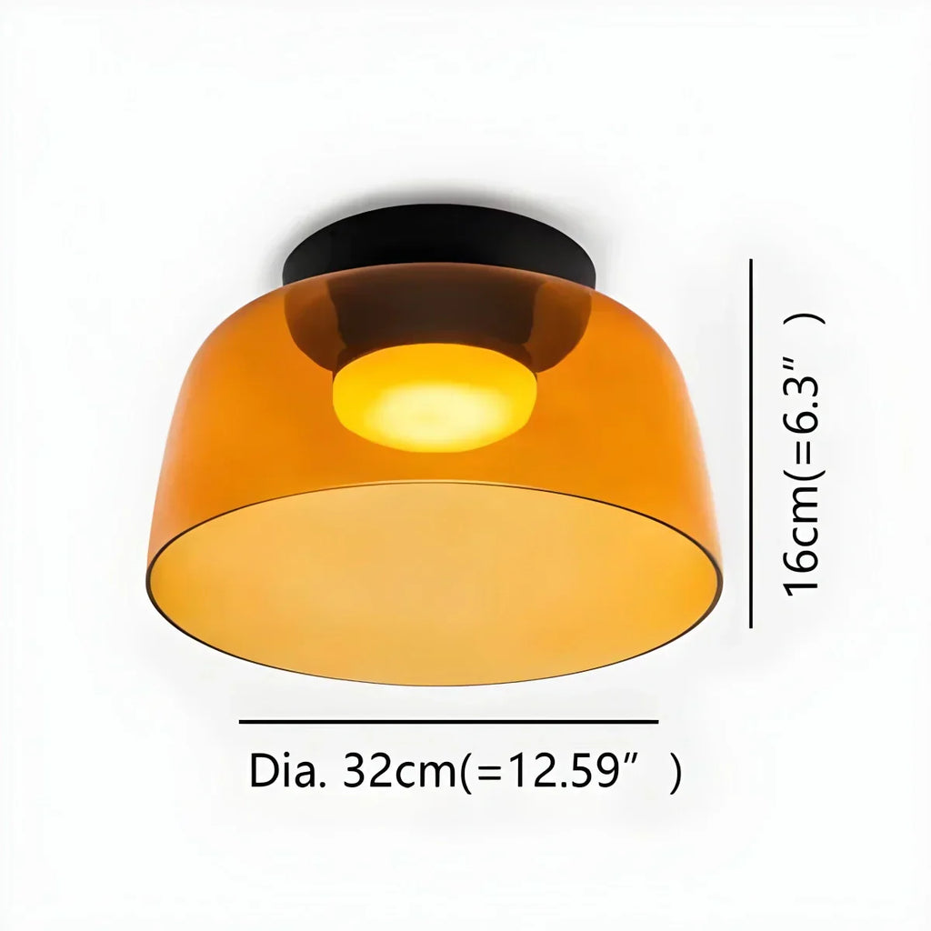 Cozy Bedroom Ceiling Fixture With Colored Glass Glow
