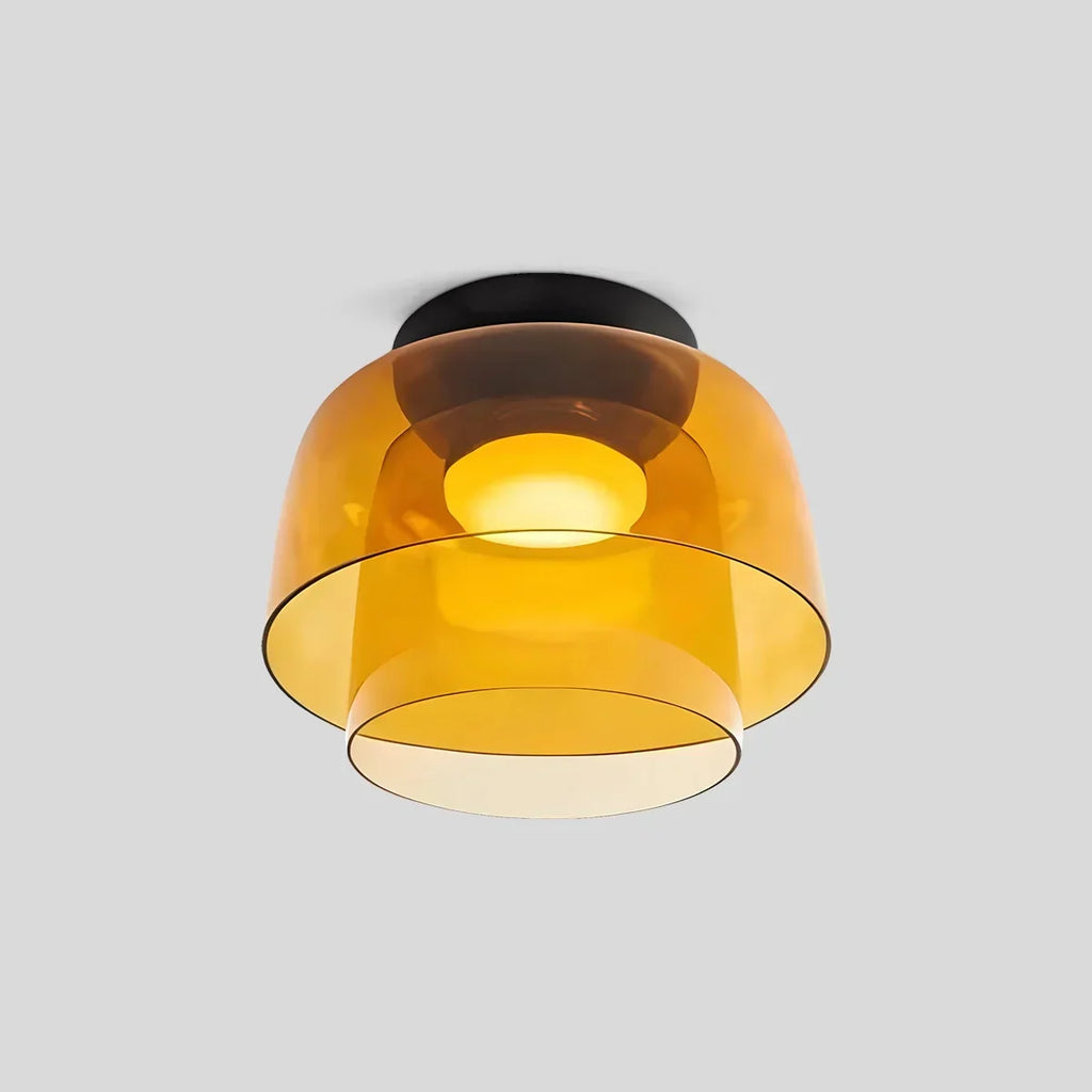 Cozy Bedroom Ceiling Fixture With Colored Glass Glow