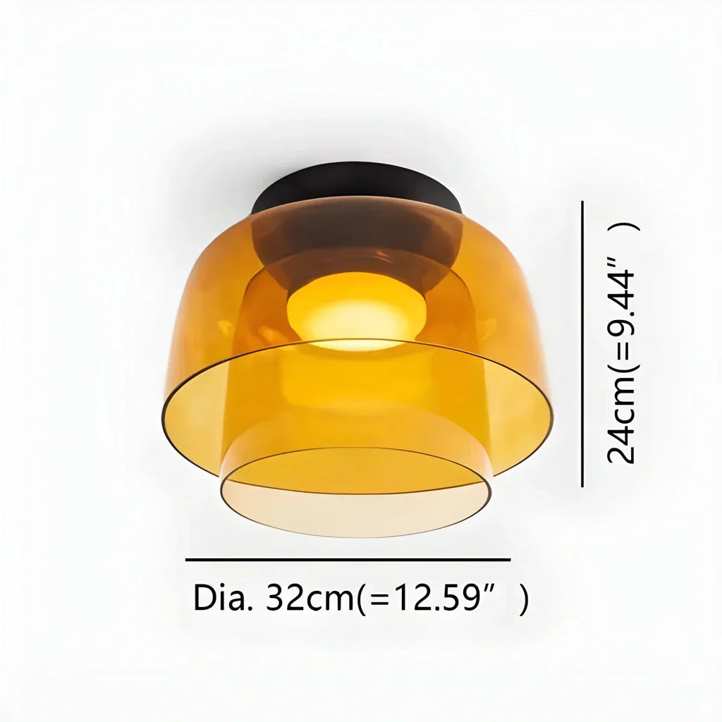 Cozy Bedroom Ceiling Fixture With Colored Glass Glow