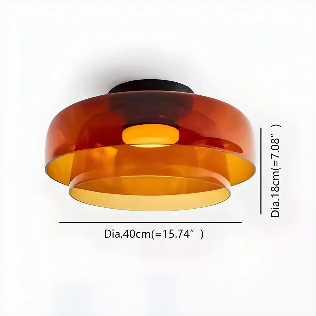 Cozy Bedroom Ceiling Fixture With Colored Glass Glow