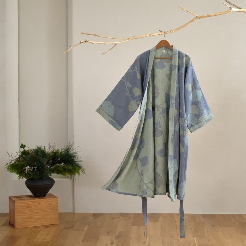 Organic Cotton Kimono Bathrobe for Men With Reversible Design And Breathable Comfort