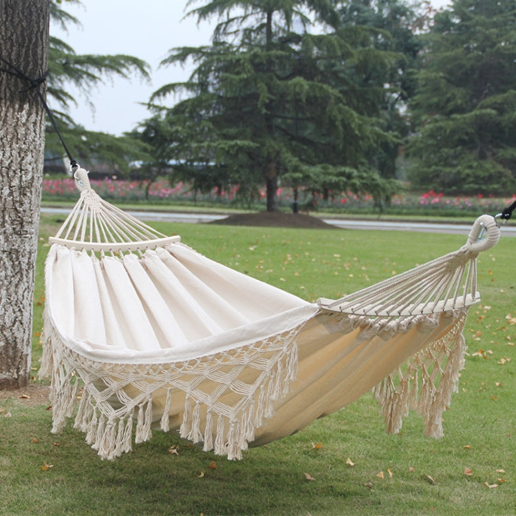 Double Canvas Hammock For Outdoor Camping With Removable Pole