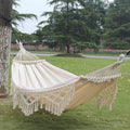 Double Canvas Hammock For Outdoor Camping With Removable Pole