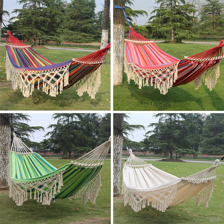 Double Canvas Hammock For Outdoor Camping With Removable Pole