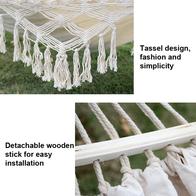 Double Canvas Hammock For Outdoor Camping With Removable Pole