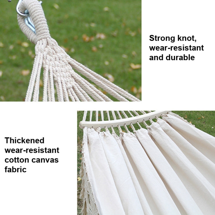 Double Canvas Hammock For Outdoor Camping With Removable Pole