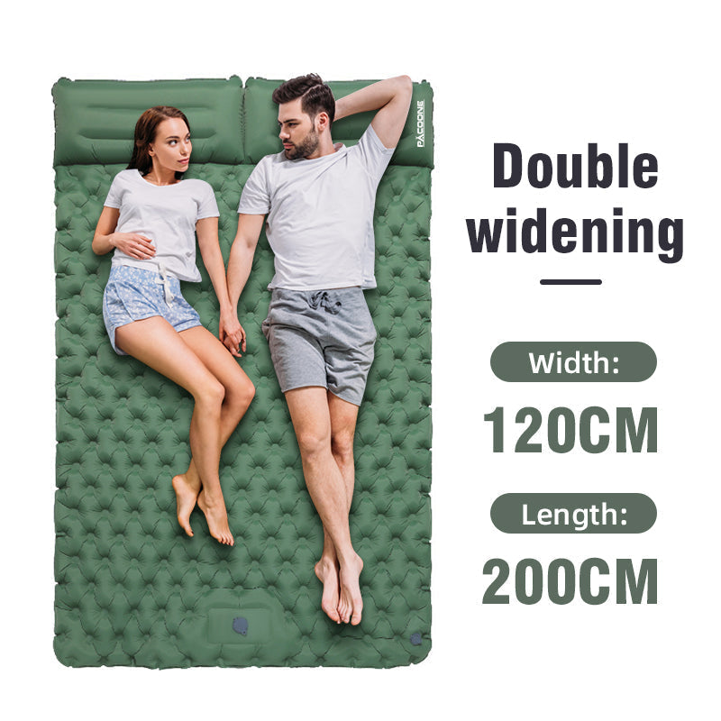 Outdoor Comfort Double Self Inflating Air Mattress With Built In Pillow Pump For Camping