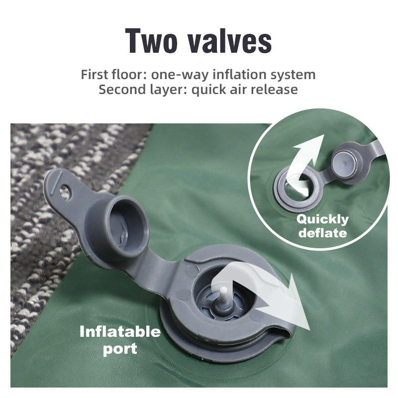 Outdoor Comfort Double Self Inflating Air Mattress With Built In Pillow Pump For Camping