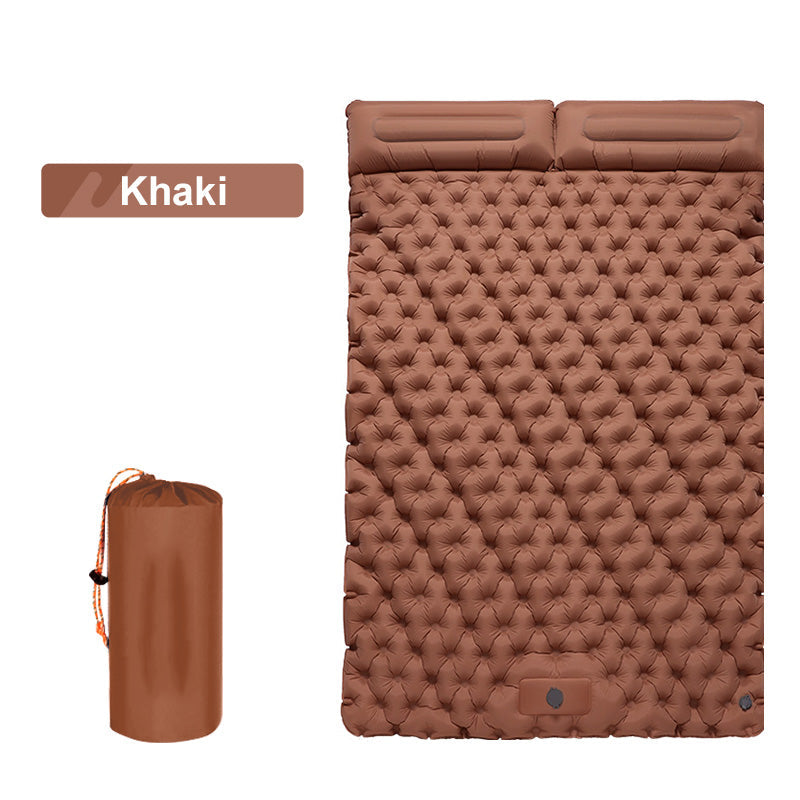 Outdoor Comfort Double Self Inflating Air Mattress With Built In Pillow Pump For Camping