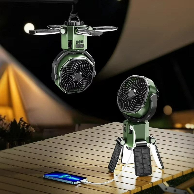 Outdoor Companion Battery Operated Adjustable Fan With LED Light For Camping And Hiking