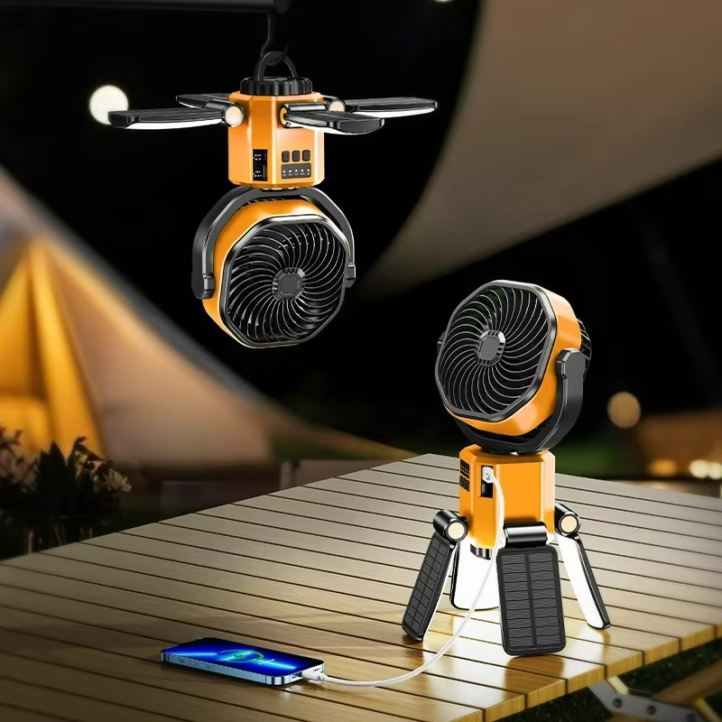 Outdoor Companion Battery Operated Adjustable Fan With LED Light For Camping And Hiking