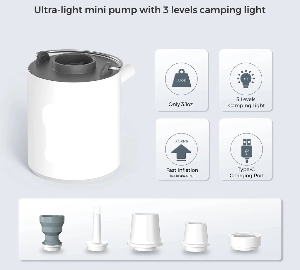 Outdoor Companion Rechargeable USB Air Pump For Quick Camping And Beach Inflation