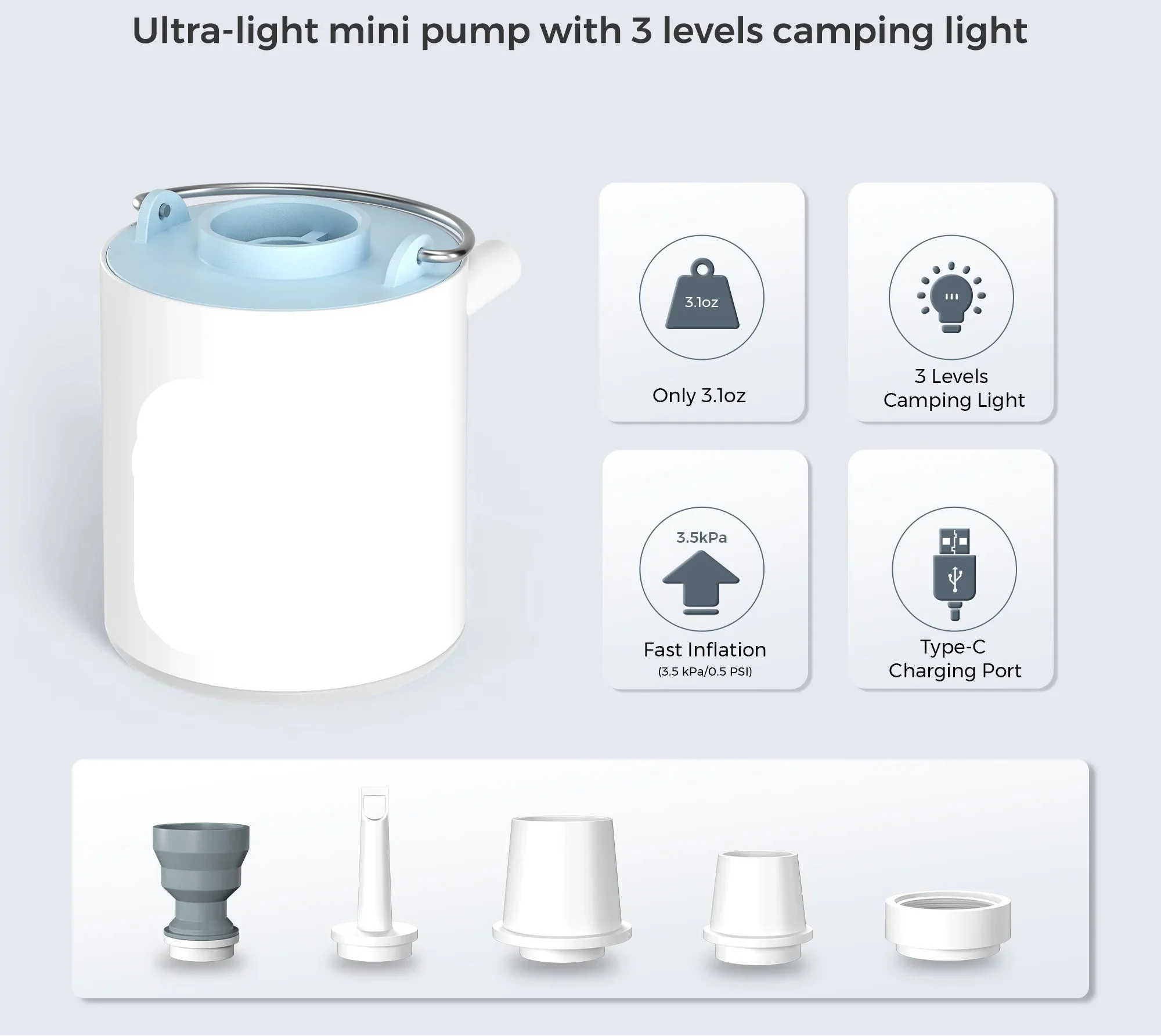 Outdoor Companion Rechargeable USB Air Pump For Quick Camping And Beach Inflation