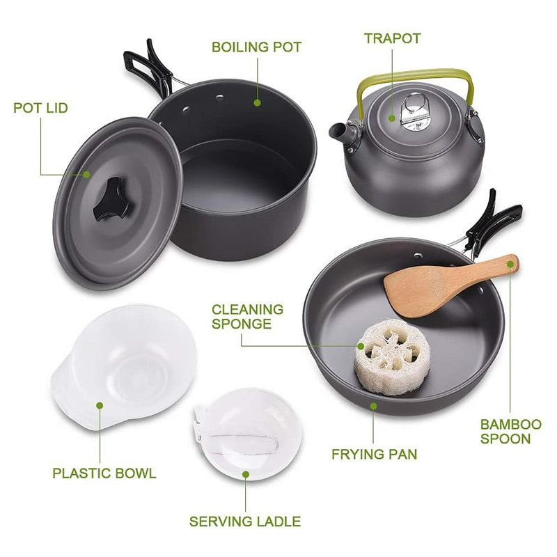 Outdoor Essentials Camping Travel Cookware Kit For Easy Outdoor Meals
