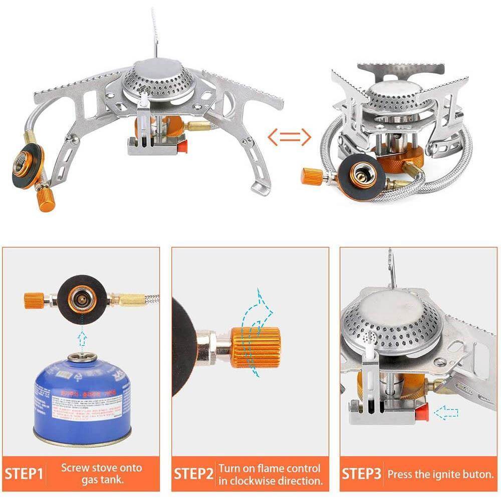 Outdoor Essentials Compact Gas Stove Kit With Lightweight Cookware