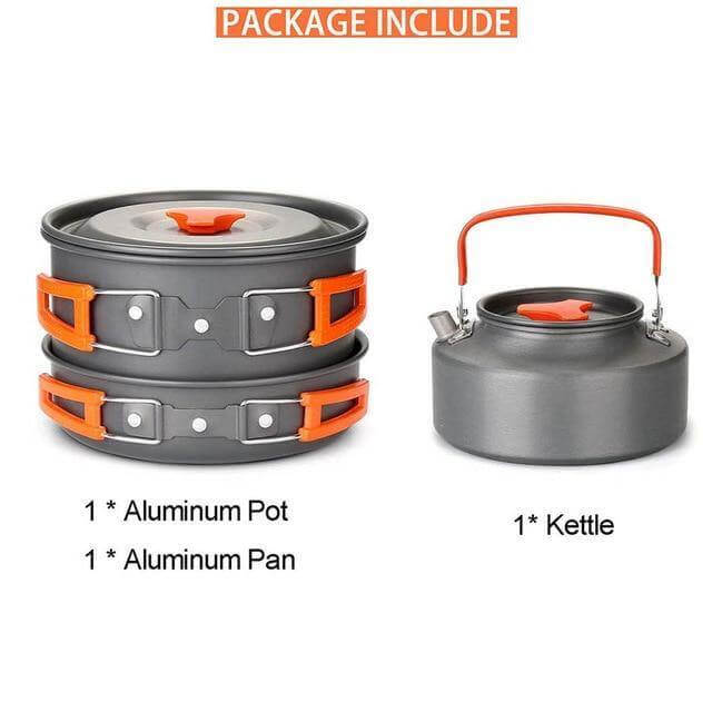 Outdoor Essentials Compact Gas Stove Kit With Lightweight Cookware