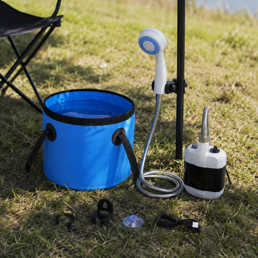 Outdoor Essentials Portable Camping Shower With Rechargeable Pump