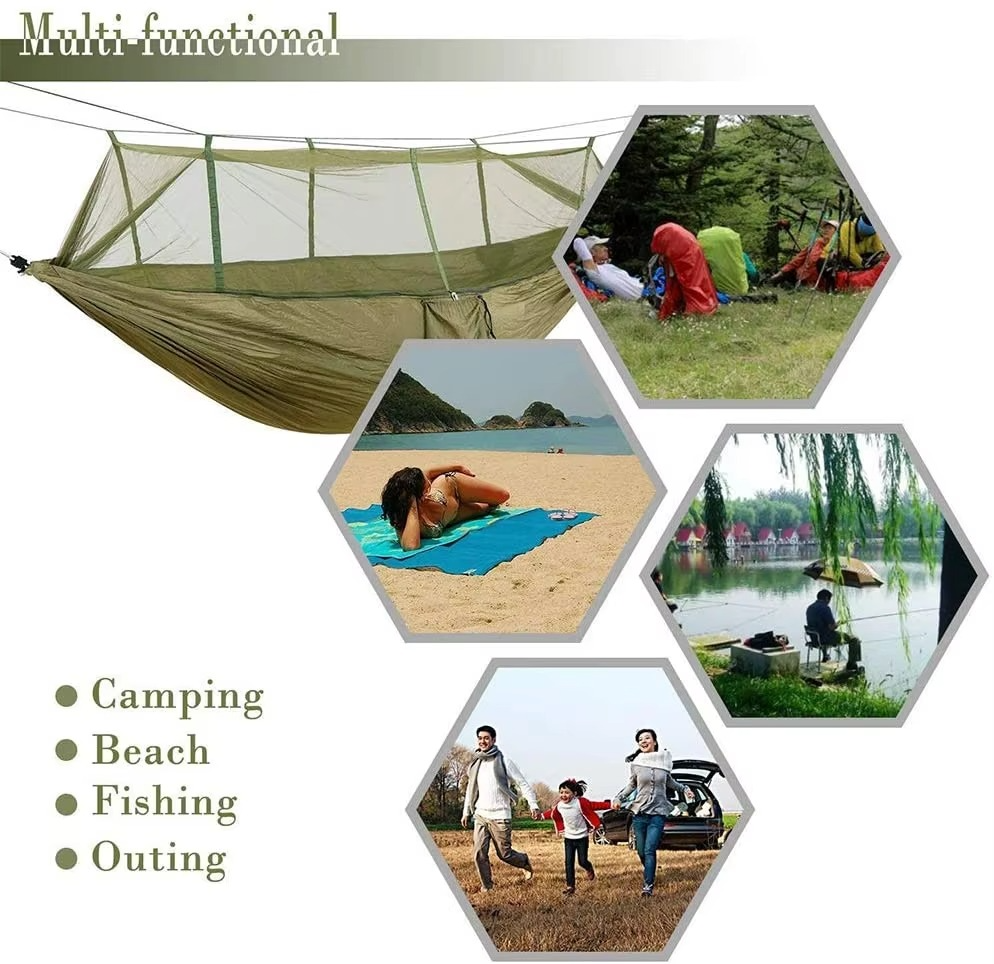 Two-Person Outdoor Hammock With Integrated Mosquito Net For Bug-Proof Comfort
