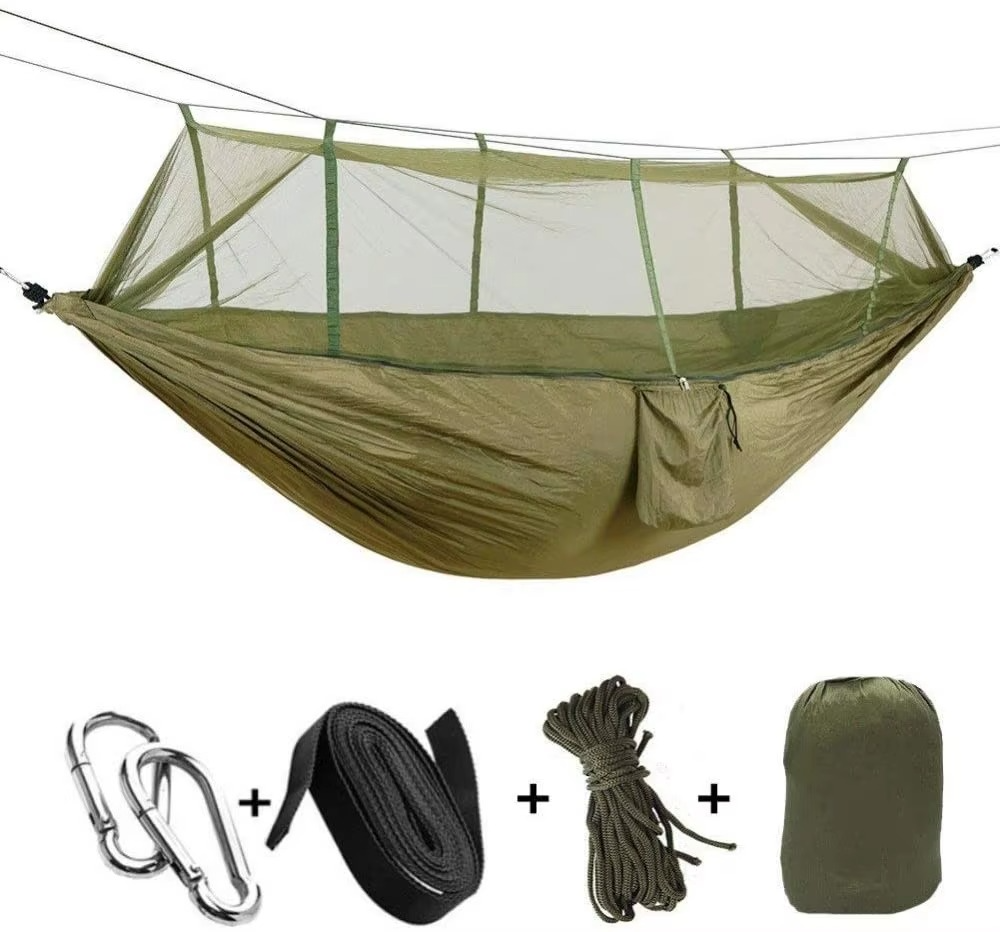Two-Person Outdoor Hammock With Integrated Mosquito Net For Bug-Proof Comfort
