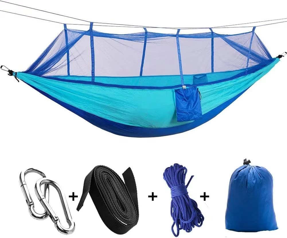 Two-Person Outdoor Hammock With Integrated Mosquito Net For Bug-Proof Comfort