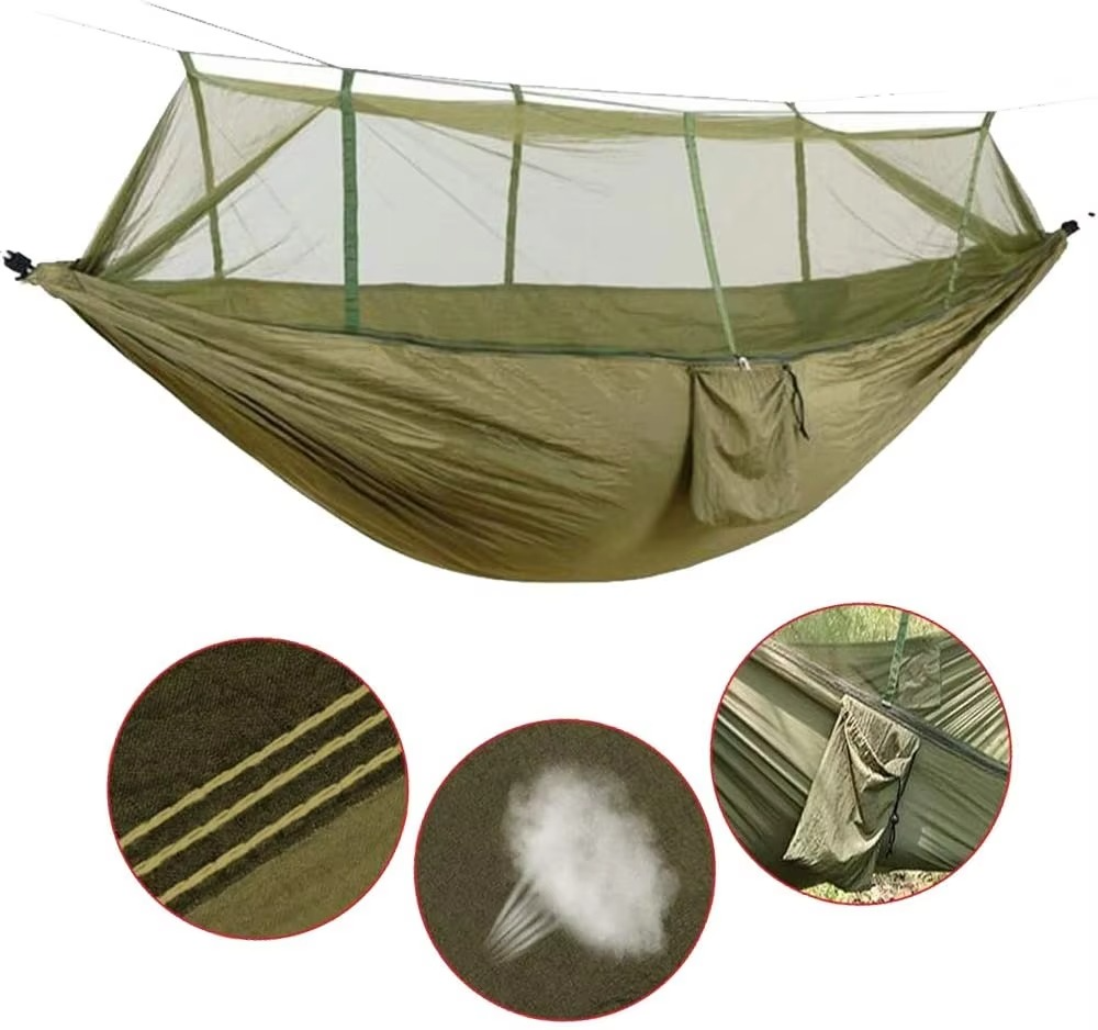 Two-Person Outdoor Hammock With Integrated Mosquito Net For Bug-Proof Comfort
